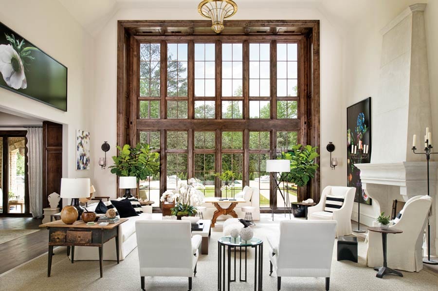 Windsor Pinnacle Select wood clad casement picture windows pine interior